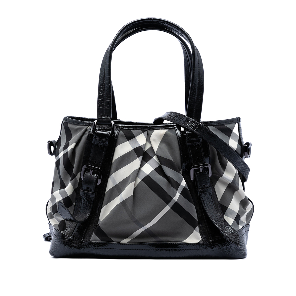 Pre-Loved Burberry Beat Check Nylon Lowry Satchel